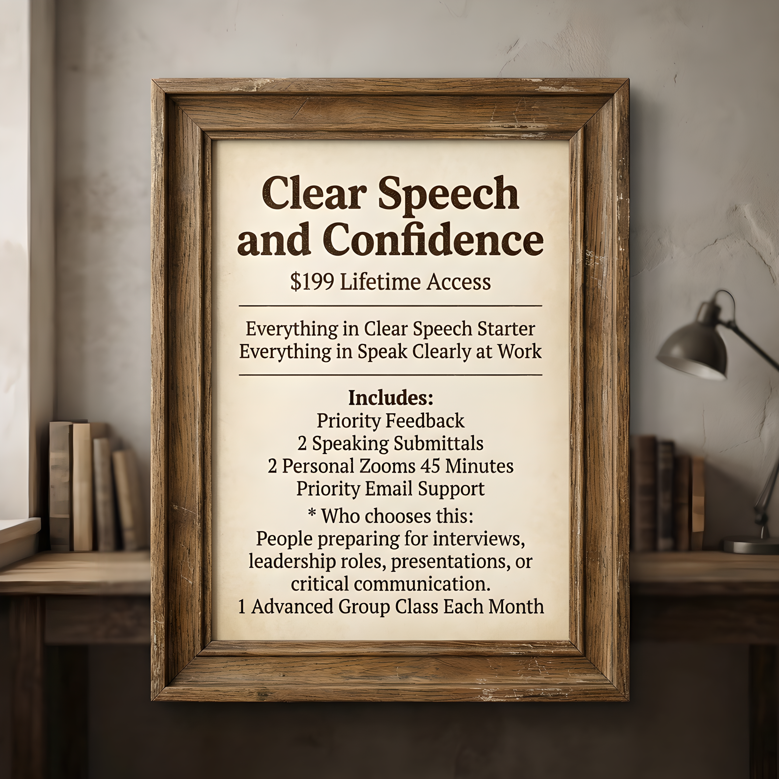 clear speech and confidence plan