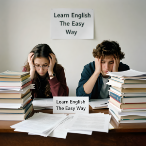 overwhelmed students sign saying the easy way